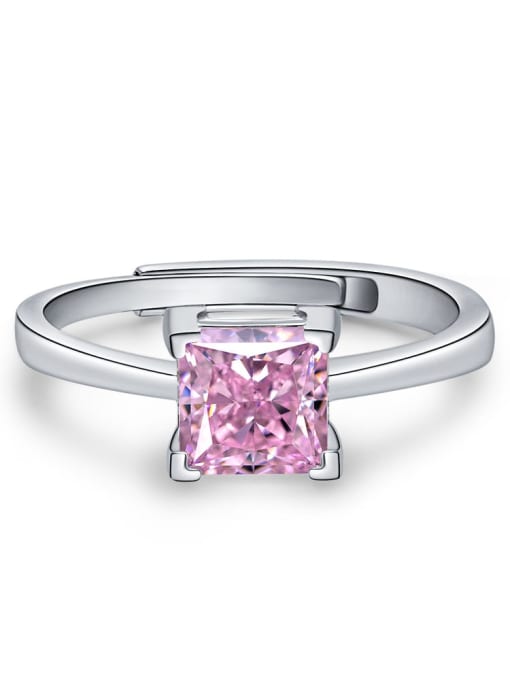 Pink [R 1964] 925 Sterling Silver High Carbon Diamond Geometric Minimalist Ring